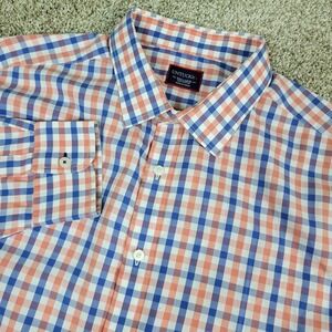 Untuckit Mens 3XL Red White Blue Gingham Check Button Up Long Sleeve